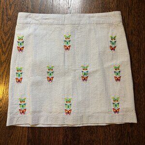 NWOT! Castaway girls' preppy embroidered seersucker skirt, Size 12